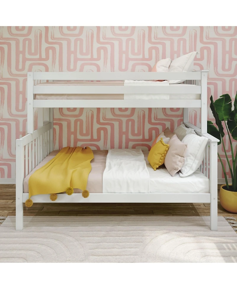 Max & Lily Solid Wood Bunk Bed, Twin over Full with Ladder on End for Kids