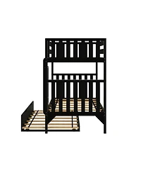 Max and Lily Solid Wood Scandinavian Twin over Bunk Bed For Kids with Storage Trundle