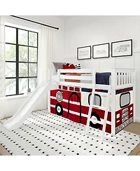 Max & Lily Low Loft With Easy Slide and Firetruck Curtain