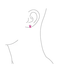 Bling Jewelry Breast Cancer Awareness Ribbon Support Enamel Stud Earrings .925 Sterling Silver