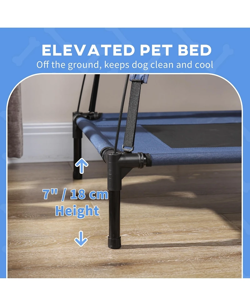 Aostirmotor 30" Elevated Dog Cot, Uv protection canopy, breathable cooling, portable foldable, sturdy raised design