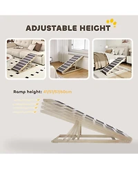 Aostirmotor Foldable dog ramp for couch and bed, adjustable from 16" to 23.5", non-slip carpet, ideal for small to large dogs