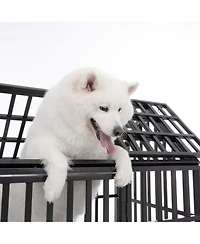Aostirmotor 55" Heavy Duty Large Dog Crate, strong metal construction, 4 lockable wheels for mobility, secure and durable kennel ideal
