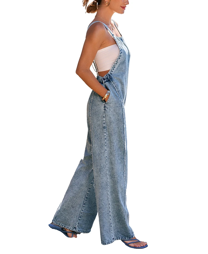 Cupshe Women's Square Neck Denim Jumpsuit