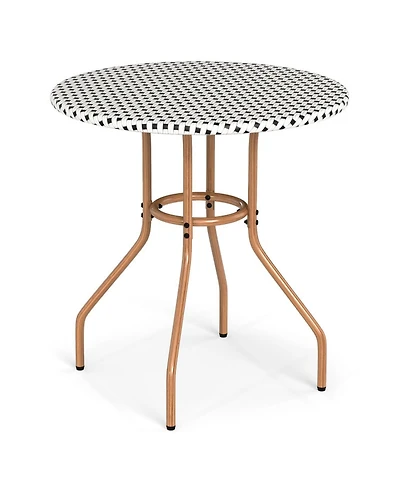 Gouun 27.5 in Pe Rattan Outdoor Bistro Table with Metal Frame