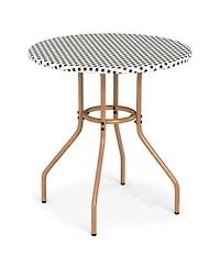 Gouun 27.5 in Pe Rattan Outdoor Bistro Table with Metal Frame