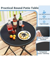 Sugift 3 Piece Folding Patio Bistro Set with Glass Table and Chairs