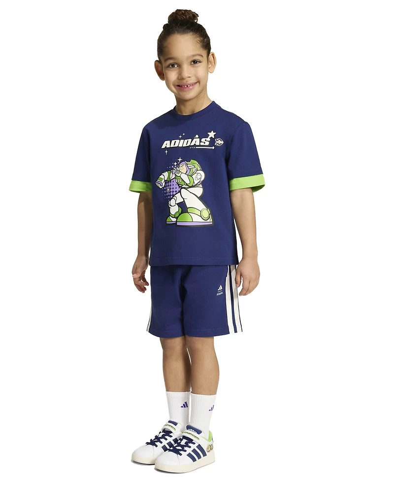 adidas Boys' 2T-10 Pixar Toy Story Short-Sleeve T-Shirt and Shorts, 2-Piece Set