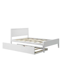 Max & Lily Full Size Bed Frame with Trundle, Classic Solid Wood Platform Bed for Kids