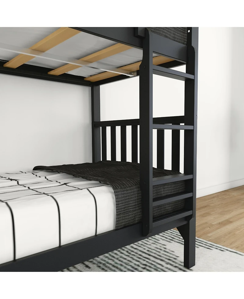 Max & Lily Bunk Bed, Scandinavian Solid Wood Twin over Beds for Kids