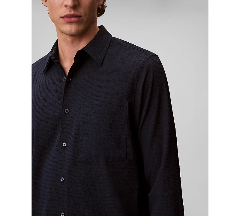 Calvin Klein Men's Collared Neck Long-Sleeve Shirt
