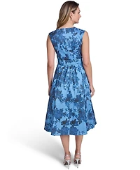 Jessica Howard Petite Printed V-Neck Midi Dress