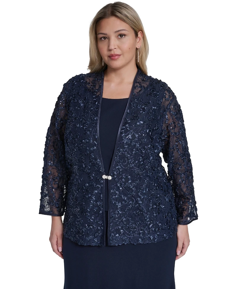 Jessica Howard Plus Scoop Neck Gown & Jacket, 2-Piece Set