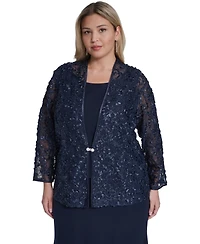 Jessica Howard Plus Scoop Neck Gown & Jacket, 2-Piece Set