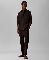 Calvin Klein Men's Collared Neck Long-Sleeve Shirt