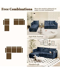 Dyhome Modular Sectional Sofa L Shaped Couch, 3 Seat Sofa Set with Ottoman and Pillows, Chenille Fabric