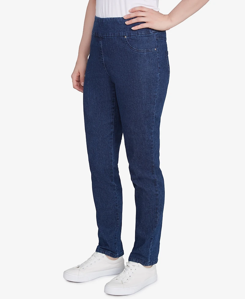 Ruby Rd. Petite Mid-Rise Pull-On Straight Extra Stretch Denim Pant