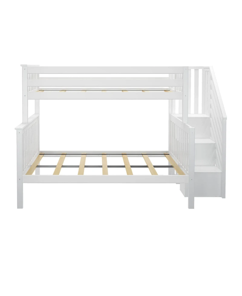 Max & Lily Solid Wood Twin over Full with Staircase for Kids