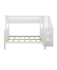 Max & Lily Solid Wood Twin over Full with Staircase for Kids