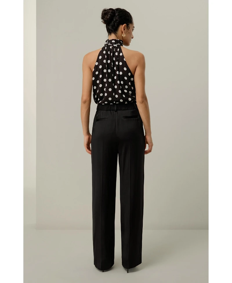 Lilysilk Women's Double Faced Charmeuse Silk Straight Leg Pants