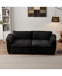 Rainsken 84.2" Chenille Modular Sectional Couch, Deep 2-Seat Sofa with Removable Washable Covers and Pocket Coil Spring Support for Living Room