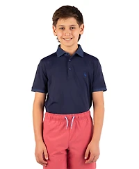 Tailorbyrd Boys Micro Perforated Polo With Printed Collar And Sleeve Trim