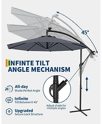 gaomon offset patio umbrella with weighted base, 360degree(s) rotation and infinite tilt for versatile shade on decks, poolsides, lawns, backyards