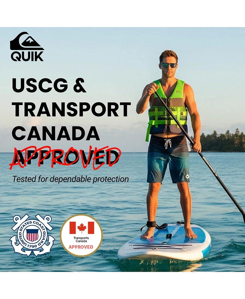 Quiksilver Uscg Approved Adult Life Jacket, Lightweight Epe Foam and Quick-Release Buckles for Fishing Boating Kayaking