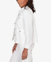 Alfred Dunner Petite Out of the Blue Patch Pocket Collared Jacket