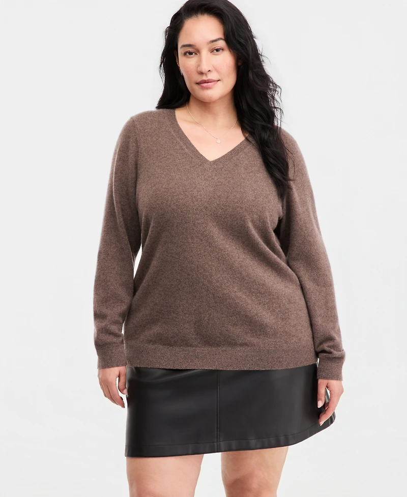 Charter Club Plus 100% Cashmere V-Neck Sweater, Macy's Exclusive