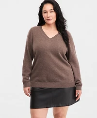 Charter Club Plus 100% Cashmere V-Neck Sweater, Macy's Exclusive