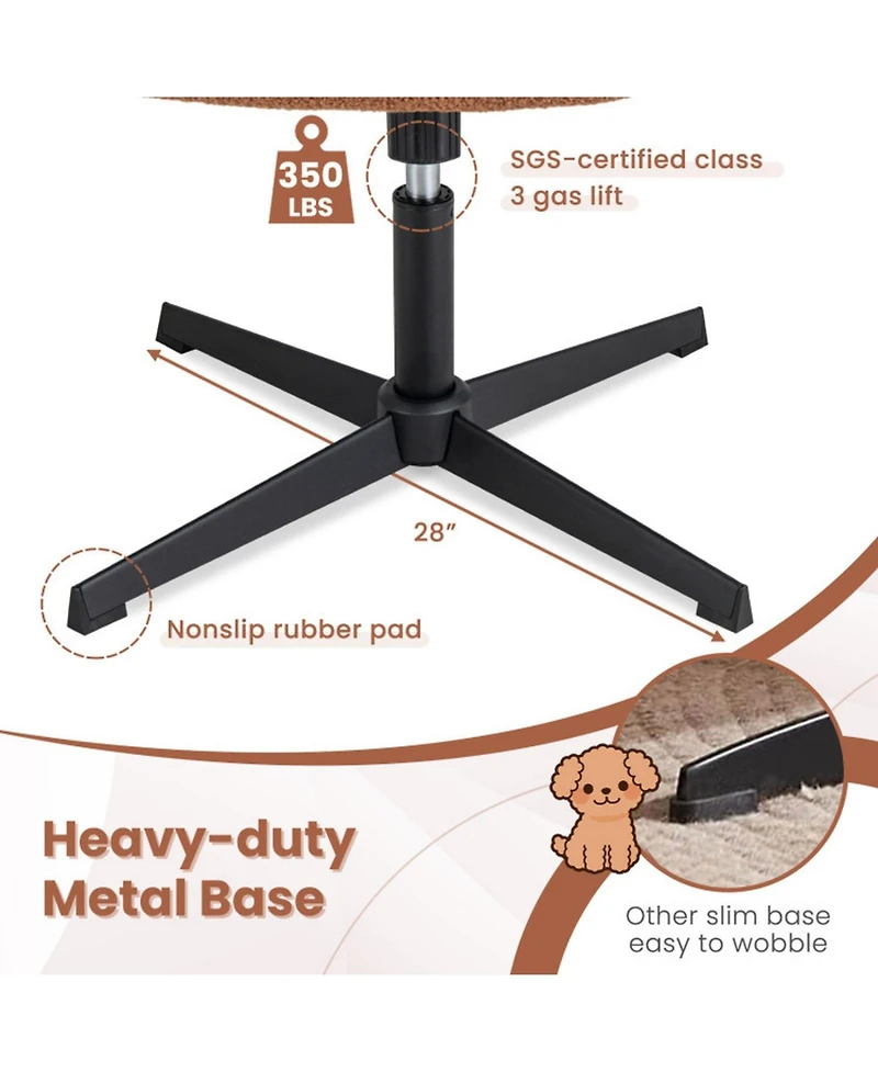 Gouun Armless Cross Legged Desk Chair with Fleece Upholstery and 360-Degree Swivel