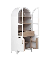 Streamdale Furniture Farmhouse Arched Pantry Cabinet with Door Shelves and Drawer