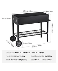Sugift 42.5 x 19.5 x 31.5 in Galvanized Metal Raised Planter Box