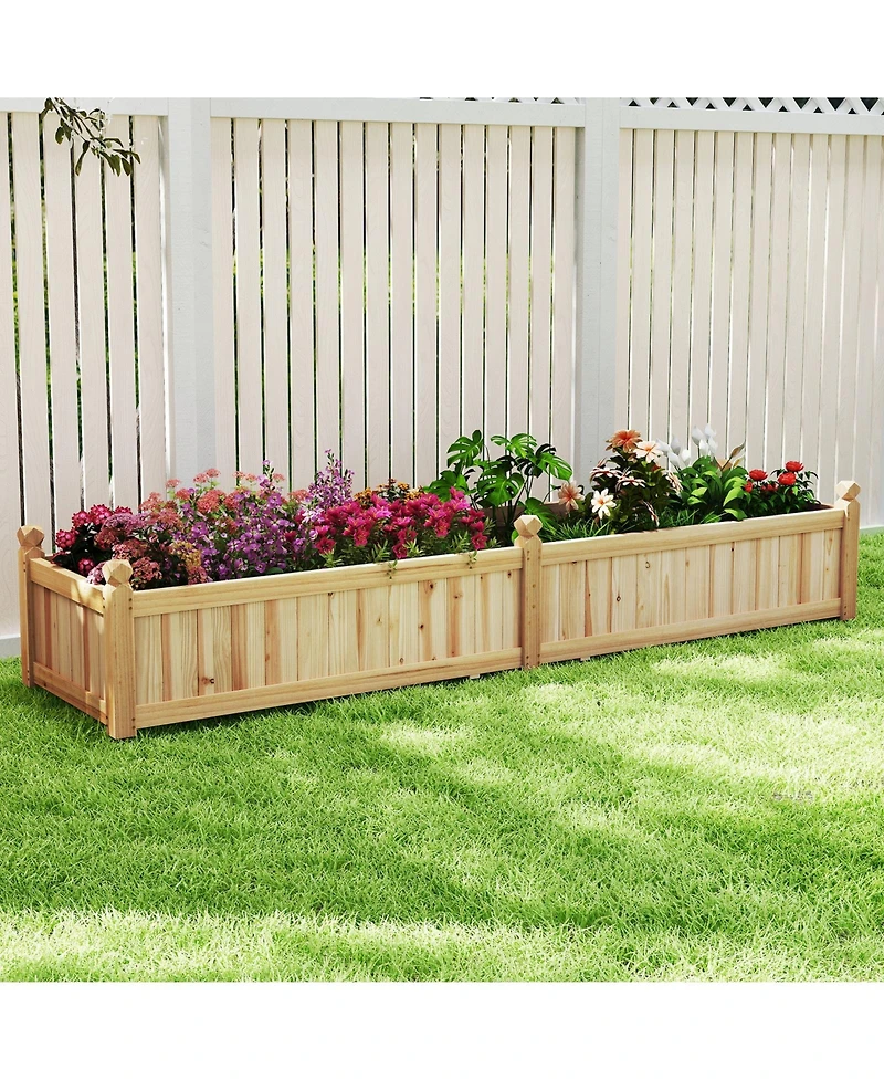 Sugift Divisible Raised Planter Box with Drainage and Fabric Liner