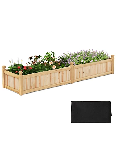 Sugift Divisible Raised Planter Box with Drainage and Fabric Liner