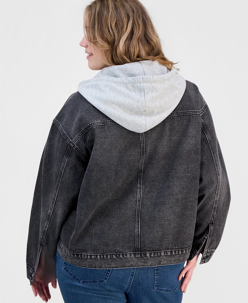 Madden Girl Trendy Plus Hooded Denim Jacket