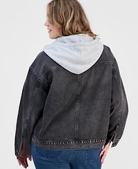Madden Girl Trendy Plus Hooded Denim Jacket