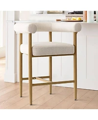 Maison Boucle 24" Boucle Counter Height Stools with Arms, Kitchen Island, Set of 3
