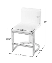 Rainsken Modern Bar Stools Set of 2, 24" Solid Wood Counter Height Chairs with Linen Cushion Seat for Kitchen Island and Home Bar