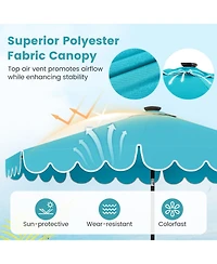 Sugift 9.3 Feet Solar Patio Umbrella with 24 Led Lights Vented Top and Ruffles