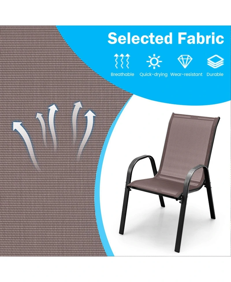 Gouun Stackable Outdoor Dining Chairs Set of 2 with Inclined Backrest