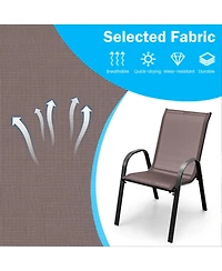 Gouun Stackable Outdoor Dining Chairs Set of 2 with Inclined Backrest