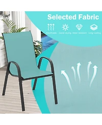 Gouun Stackable Patio Dining Chairs Set of 2 with Breathable Fabric Seat
