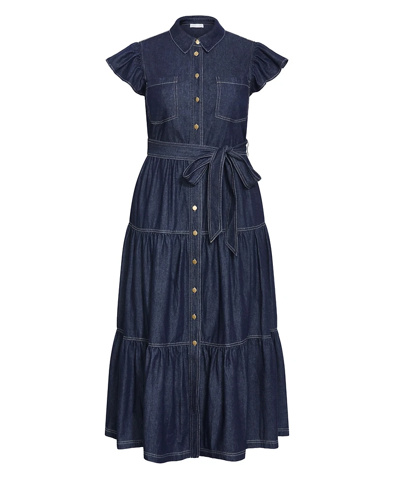 City Chic Women's Kelsie Denim Maxi Dress