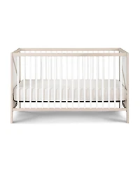 Flynama Washed 3in1 Convertible Crib Mid Century Modern Z Design Solid Wood Three Adjustable Mattress Heights for Baby Nursery