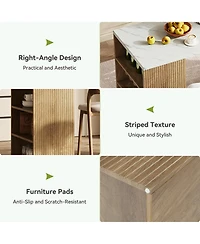 Tribesigns 50" Kitchen Island with Storage, 6-Tier Modern Kitchen Island Table with a Faux Marble Tabletop, Large Coffee Bar Table Storage Cabinet