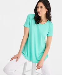 Jm Collection Women's Scoop-Neck Short Sleeve Top, Created for Macy's