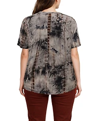 Coin 1804 Plus Tie Dye Lace Up Short-Sleeve Top