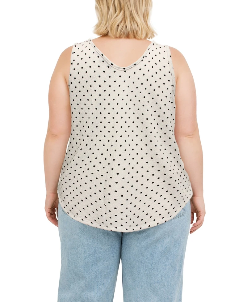 Coin 1804 Plus Polka Dot Bubble Crinkley Double Tank Top